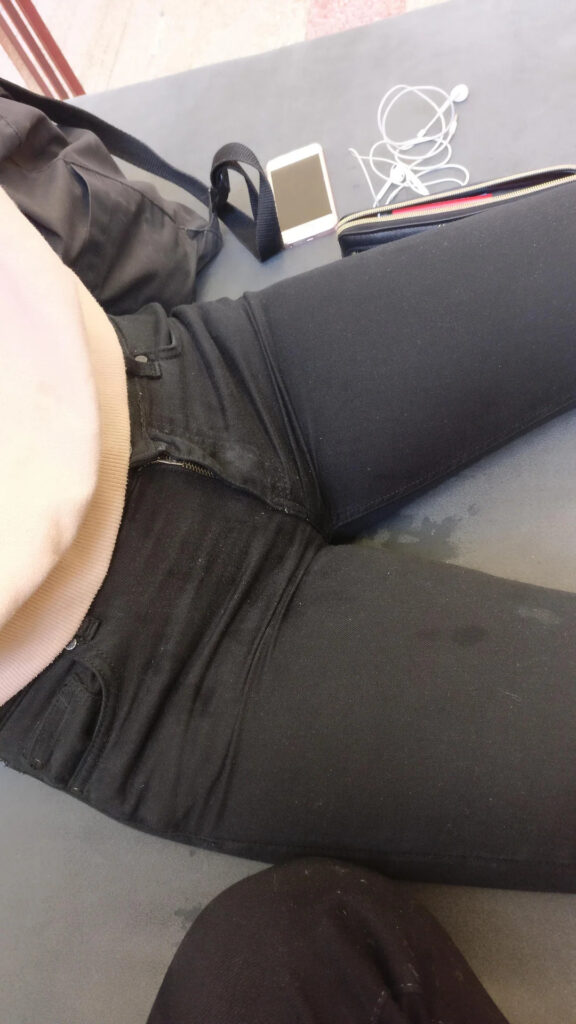 girl in tight black jeans