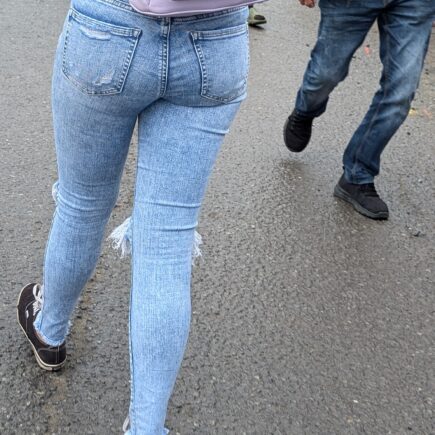 candid girl walking in tight jeans
